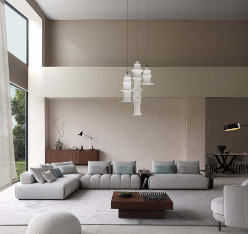 The Contemporary Geometric Coffee Table in a modern living room