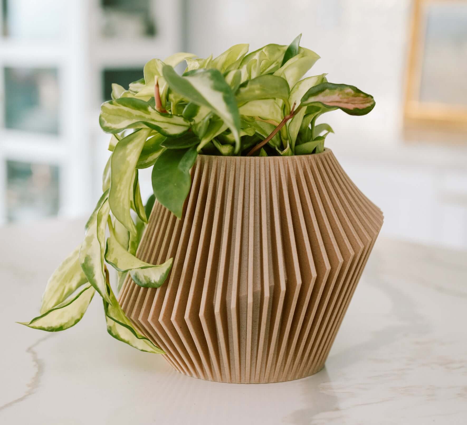 large wooden indoor plant pot Flower Pot Indoor Decor | Eco-Friendly | Unique Indoor Plant Pot | Minimalist Planter | Biophilic Design | Recyclable Material | Textured Plant Pot | Organic | Free U.S. Shipping